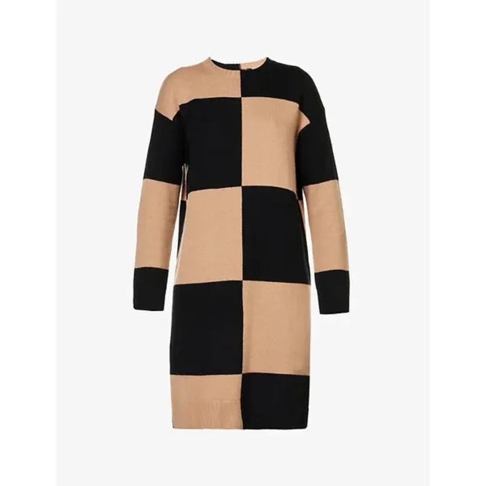 MAX MARA Patchwork Wool Cashmere Blend Knitted Jumper Dress NWT Large